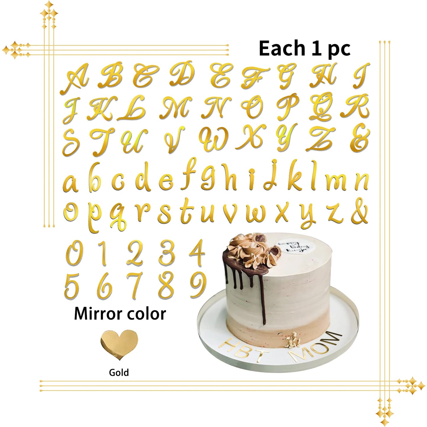 Acrylic Alphabet Number Cake Topper Diy Personalized Name Cake Toppers With A-Z Letter 0-9 Number Happy Birthday And Happy Anniv