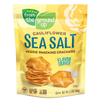Real Food From The Ground Up Cauliflower Snacking Crackers - 6-Pack Snack Bags (Sea Salt)