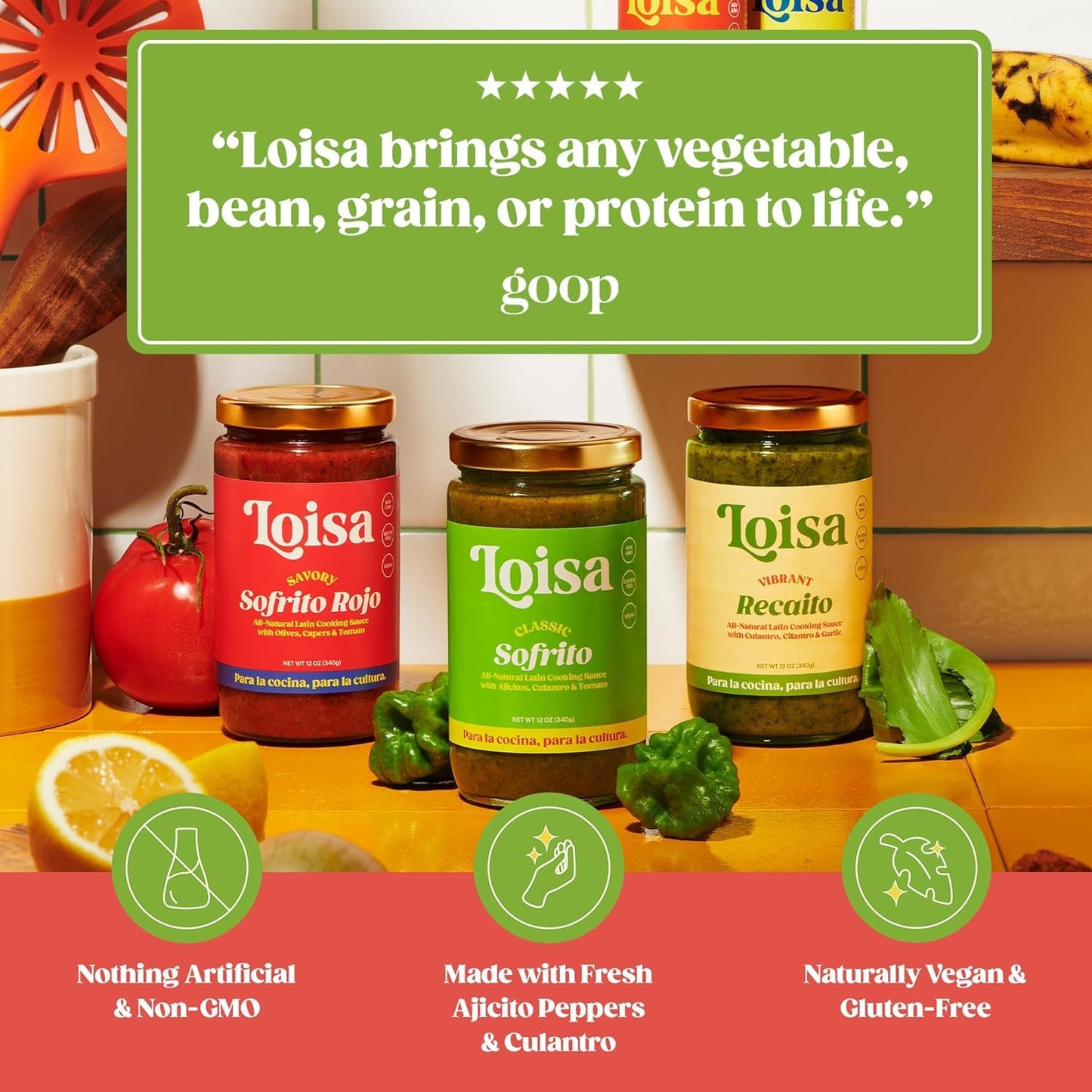 Loisa Sofrito Cooking Sauce  Non-GMO  No-MSG  No Preservatives  No Artificial Coloring  No Artificial Flavors  Vegan  Pure Latin Flavor (Classic Sofrito Two Pack)