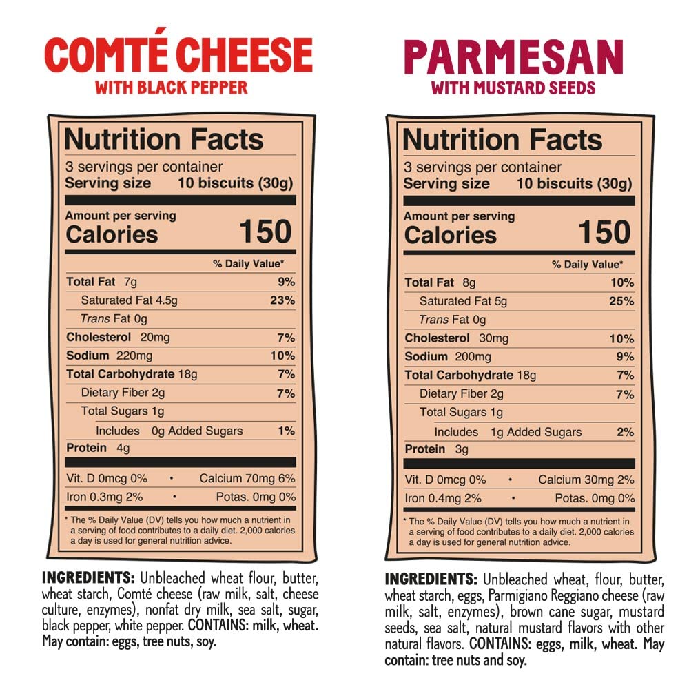 Michel Et Augustin Cheese Crackers, Variety Pack: 2 Parmesan And 1 Comt   Cheese, Crispy Gourmet Snacks, Savory Snacks Party Cra