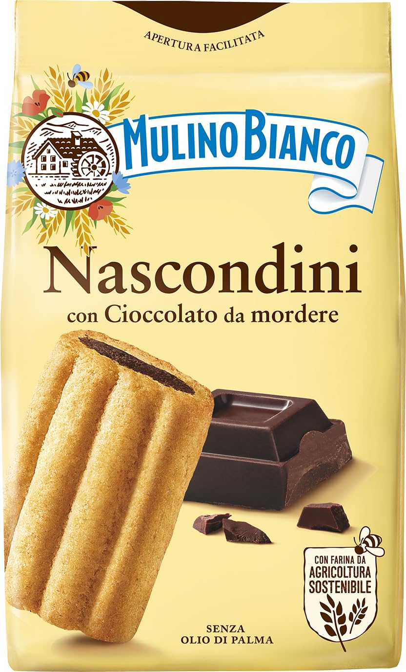 Mulino Bianco Nascondini 11.64oz (330g) - Authentic Italian Biscuits with Hidden Chocolate Cream Filling - Perfect Snack or Coffee Companion - Made with Natural Ingredients and No Palm Oil