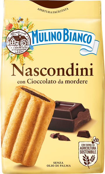 Mulino Bianco Nascondini 11.64oz (330g) - Authentic Italian Biscuits with Hidden Chocolate Cream Filling - Perfect Snack or Coffee Companion - Made with Natural Ingredients and No Palm Oil