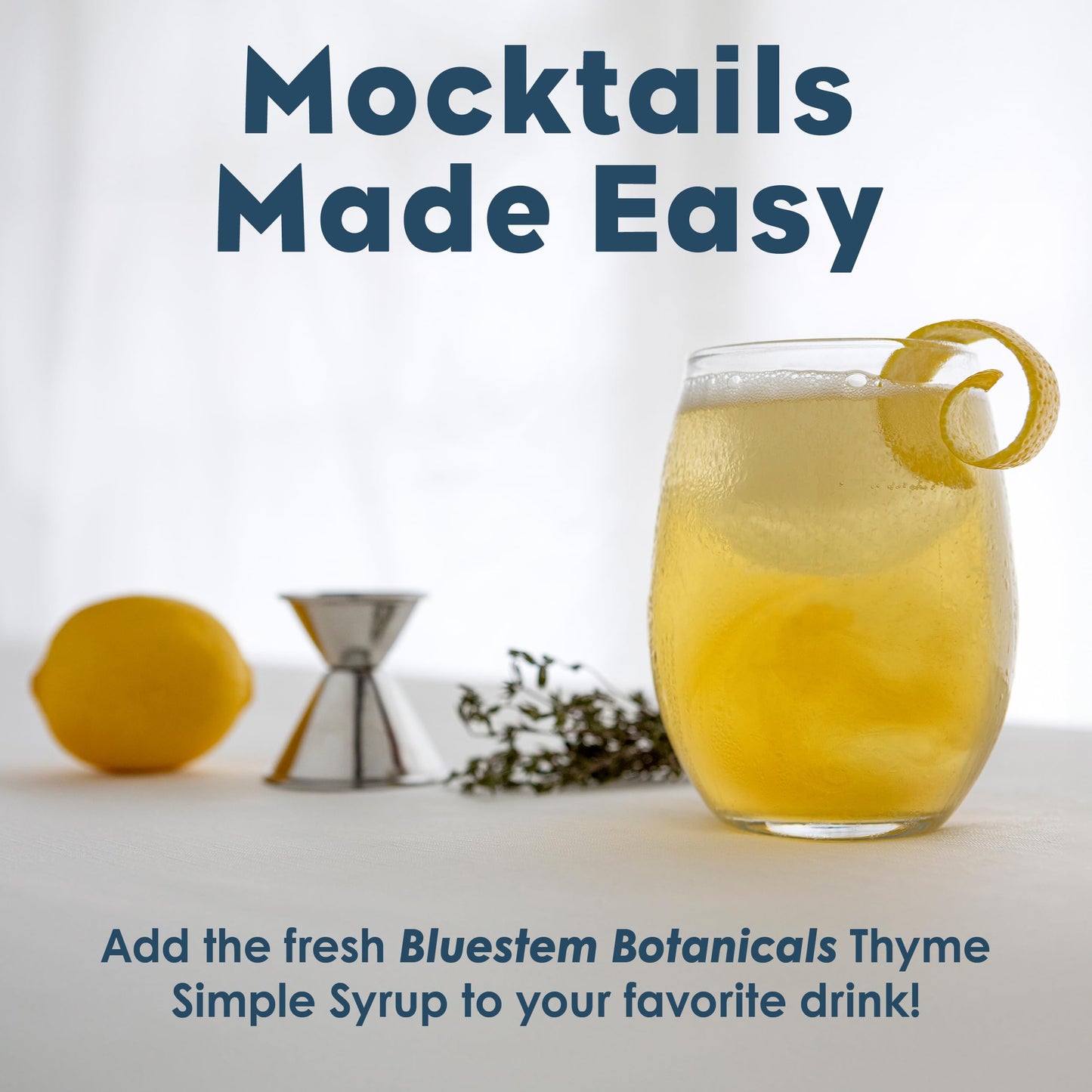 Bluestem Botanicals Organic Thyme Simple Syrup, Non-  ic Cocktail Mixer, 8 oz