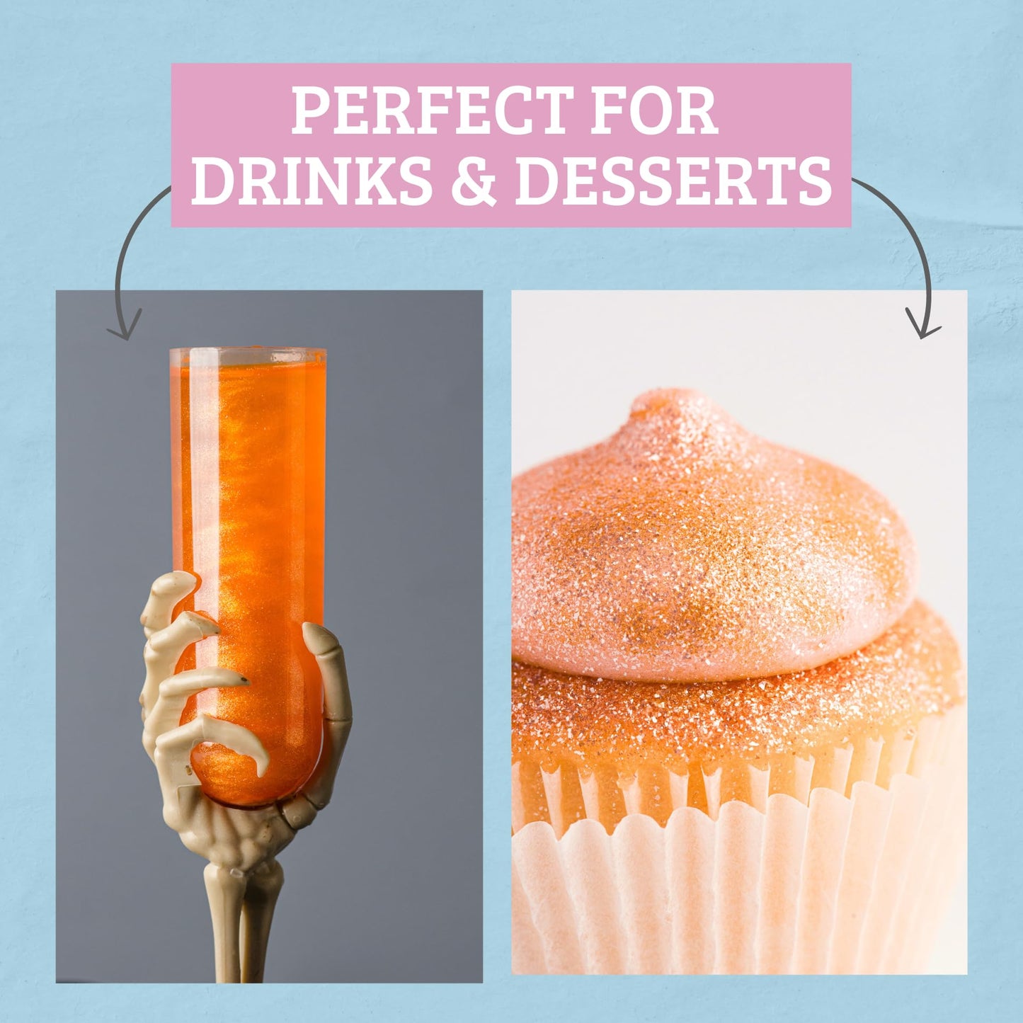 Sweets Indeed, Edible Glitter, Orange, Halloween, Perfect for Drinks, Cocktails, Beverages & Cake Decorating, Dessert Cake Toppe
