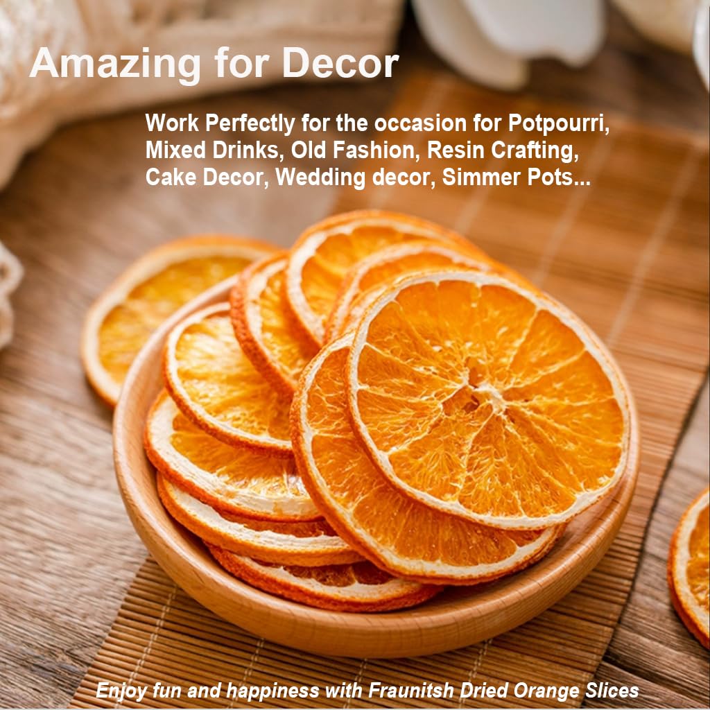 Fraunitsh Dried Orange Slices 5.3Oz/150G, Dehydrated Orange Slices, Natural Dried Oranges For Cocktails Decor, No Sugar Added, N