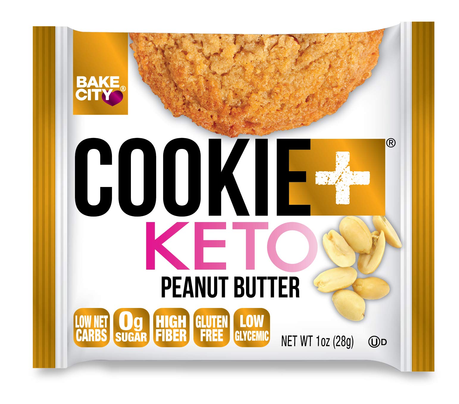 Bake City Keto Peanut Butter Cookies, 1oz (12 pack), Gluten Free, 0g Sugar, 1.5g Net Carbs, 5g Protein, Kosher