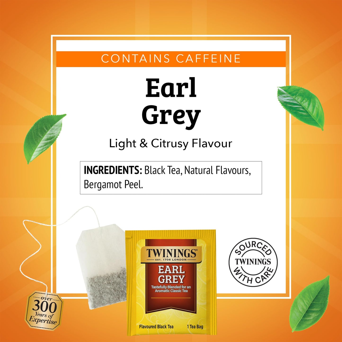 Twinings Earl Grey Black Tea Individually Wrapped Bags, 50 Count (Pack of 6), Flavoured with Citrus and Bergamot, Caffeinated, E