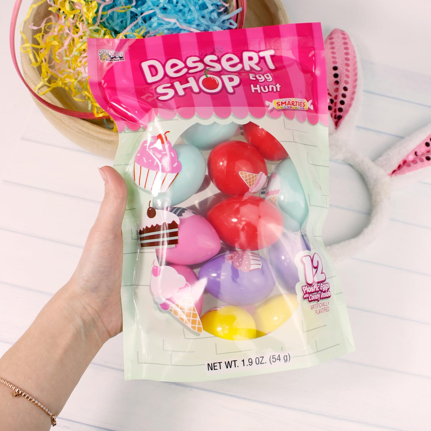 Easter Basket Stuffer Kit For Girls, Dessert-Themed Candy Eggs, Chocolate Tubes, Gummy Chicks, Edible Grass, And Egg Spoon Race