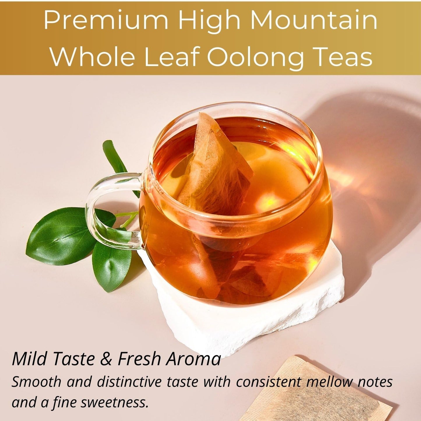 Organic Oolong Tea Bags, 50 Count, Unbleached, Eco-Conscious Chinese Oolong Tea, Vitalforest High Mountain Tea Tie Guan Yin, Non