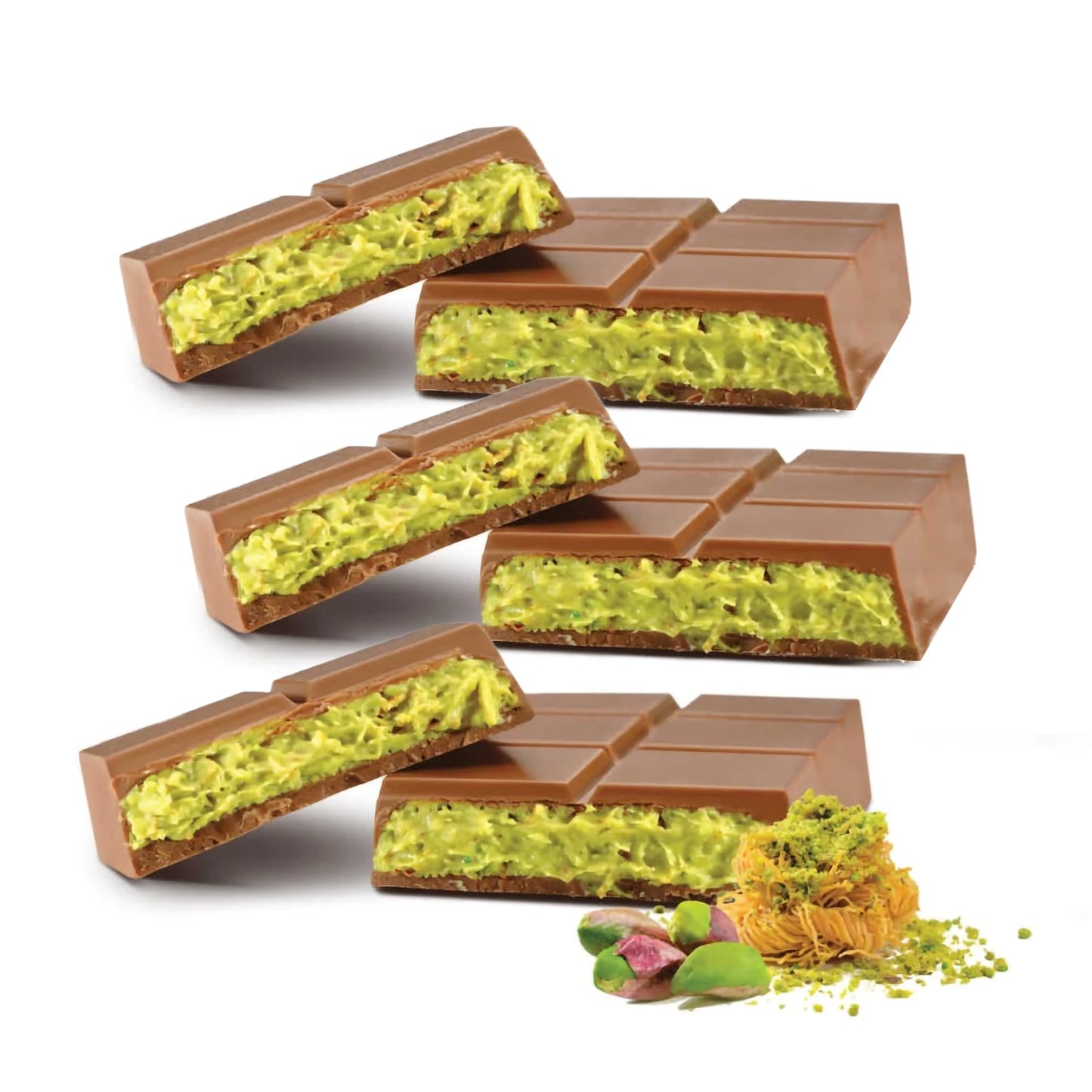 Dubai Chocolate Bar Pistachio Knafeh - Top-Grade Milk Chocolate With Roasted Pistachios & Crispy Knafeh  Pistachio Cream Infused  3.17 Oz (3.17Oz X 3Pack)
