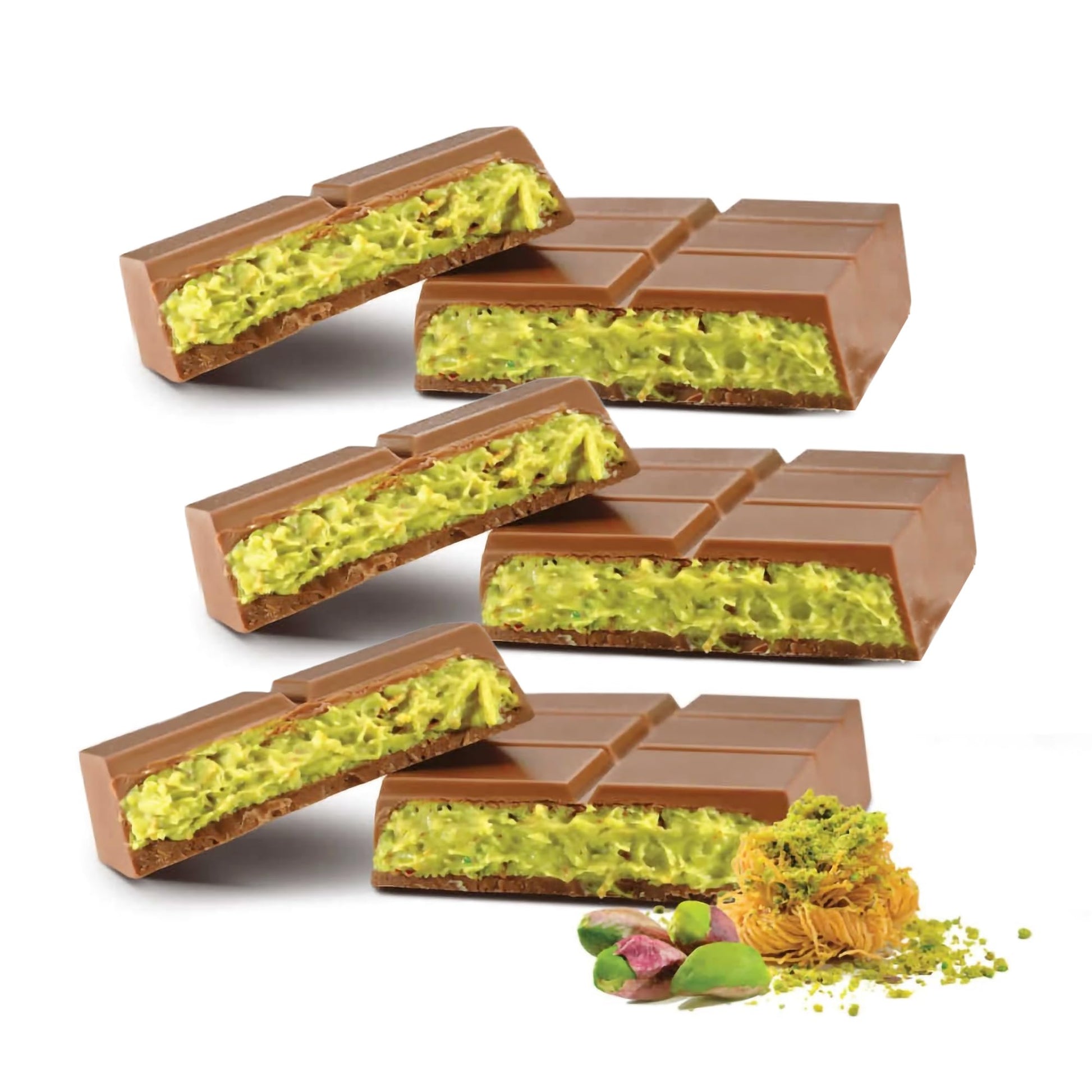 Dubai Chocolate Bar Pistachio Knafeh - Top-Grade Milk Chocolate With Roasted Pistachios & Crispy Knafeh  Pistachio Cream Infused  3.17 Oz (3.17Oz X 3Pack)