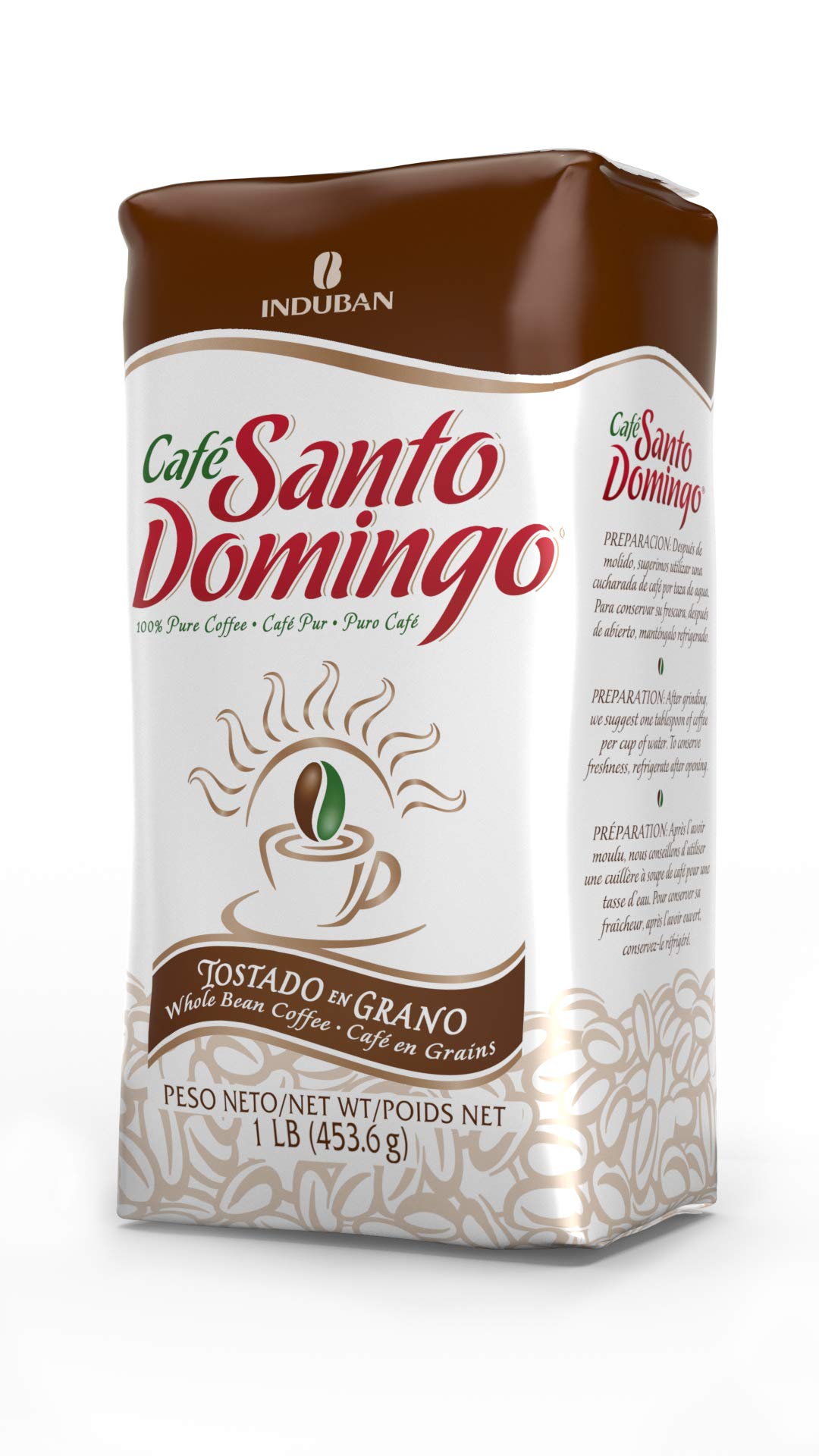 Caf   Santo Domingo, 16 Oz Bag, Whole Bean Coffee, Medium Roast - Product From The Dominican Republic (Pack Of 2)