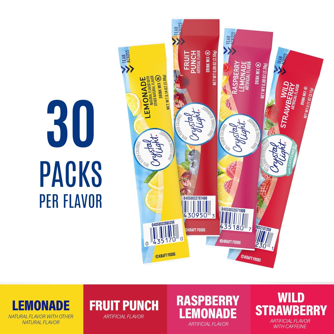 Galley Grove Crystal Light Water Flavoring Enhancer Variety Pack, 120 Drink Mix Packets, 6.3 oz (Pack of 2) - Lemonade, Fruit Punch, Raspberry Lemon,