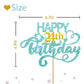 Sky Blue Glitter Happy 24Th Birthday Cake Topper, Twenty Four Years Old Birthday Party Cake Decor, Gold Number 24 Birthday Party