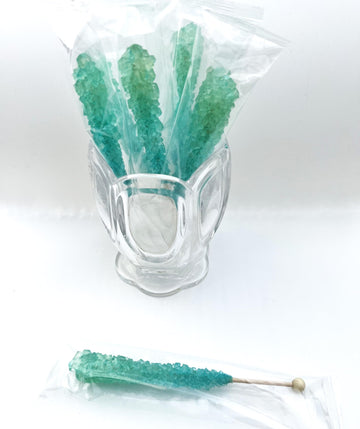 Classic Rock Candy Sticks, Sugar Rock Crystal Lollipops, Individually Wrapped (Pack of 60, Light Blue Cotton Candy)