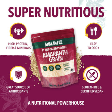 Amaranthy Amaranth Grain - High Protein - High Fiber - Gluten Free (1 Bag 8 Oz.)