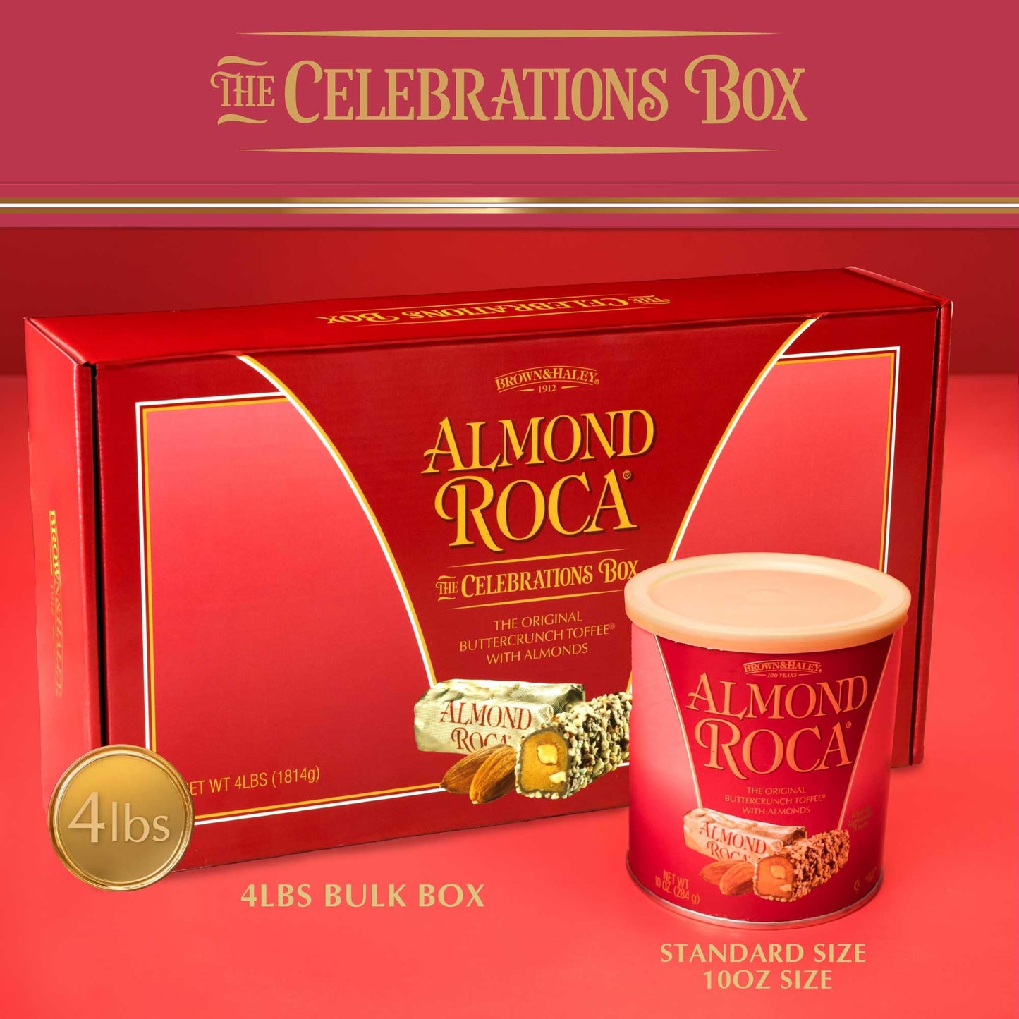 Almond Roca Candy - 4 Lb Celebrations Box - Almond Roca Individually Wrapped Chocolate English Toffee Candy - Gift For Chocolate And Toffee Candy Lovers