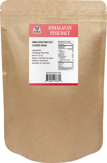 52USA Himalayan Pink Salt Coarse 2lb (907g), Gourmet Pure Crystal Pink Himalayan Sea Salt, Himalayan Salt for Grinder and Salt M