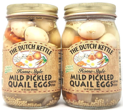 2 Pack of The Dutch Kettle Pickled Quail Eggs 16oz Jars You Choose Mild Or Spicy (Mild)