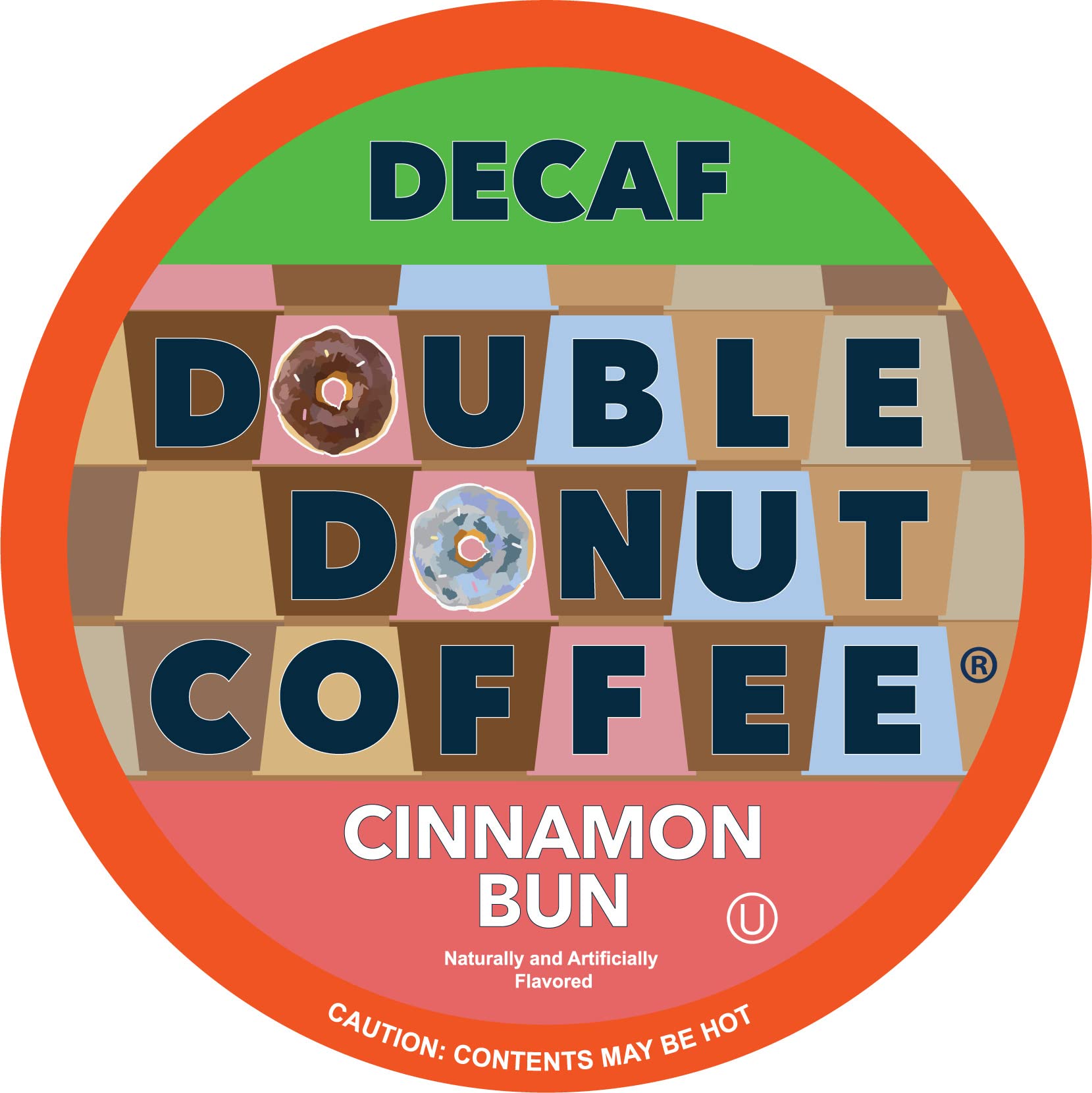 Double Donut Coffee Decaf Pods, Cinnamon Bun Flavor, 80 Count for Keurig, Recyclable Single Serve Coffee Pods