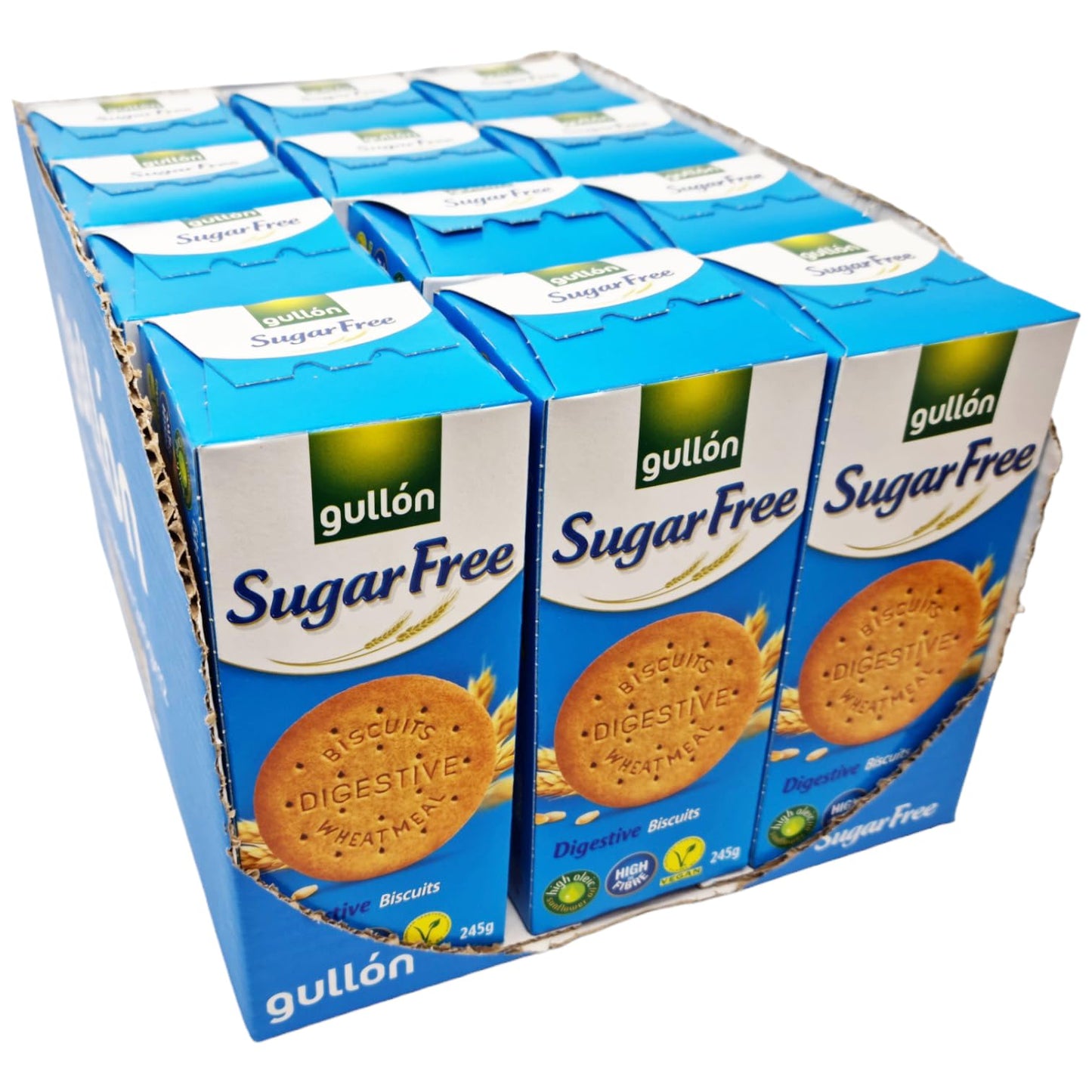 Gullon Sugar-Free Digestive Biscuits, 12 x 245g, Vegan, High Fiber, Ideal for Diabetics & Health-Conscious Lifestyles