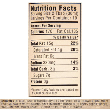 La Martinique Original Poppy Seed Dressing 10 Ounce Bottle (Pack Of 6)