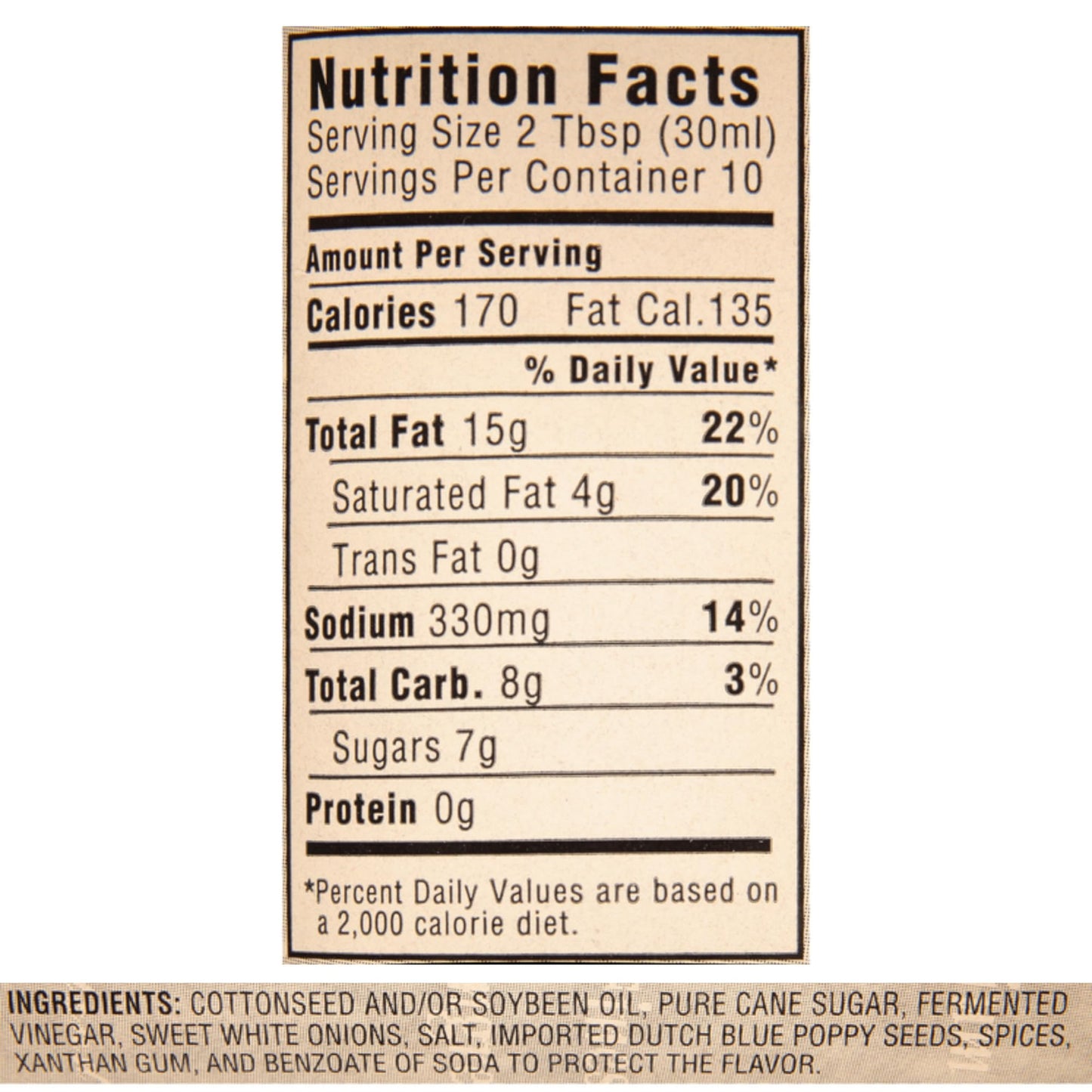 LA MARTINIQUE Poppy Seed Dressing, 10 Ounce Bottle, Pack of 2