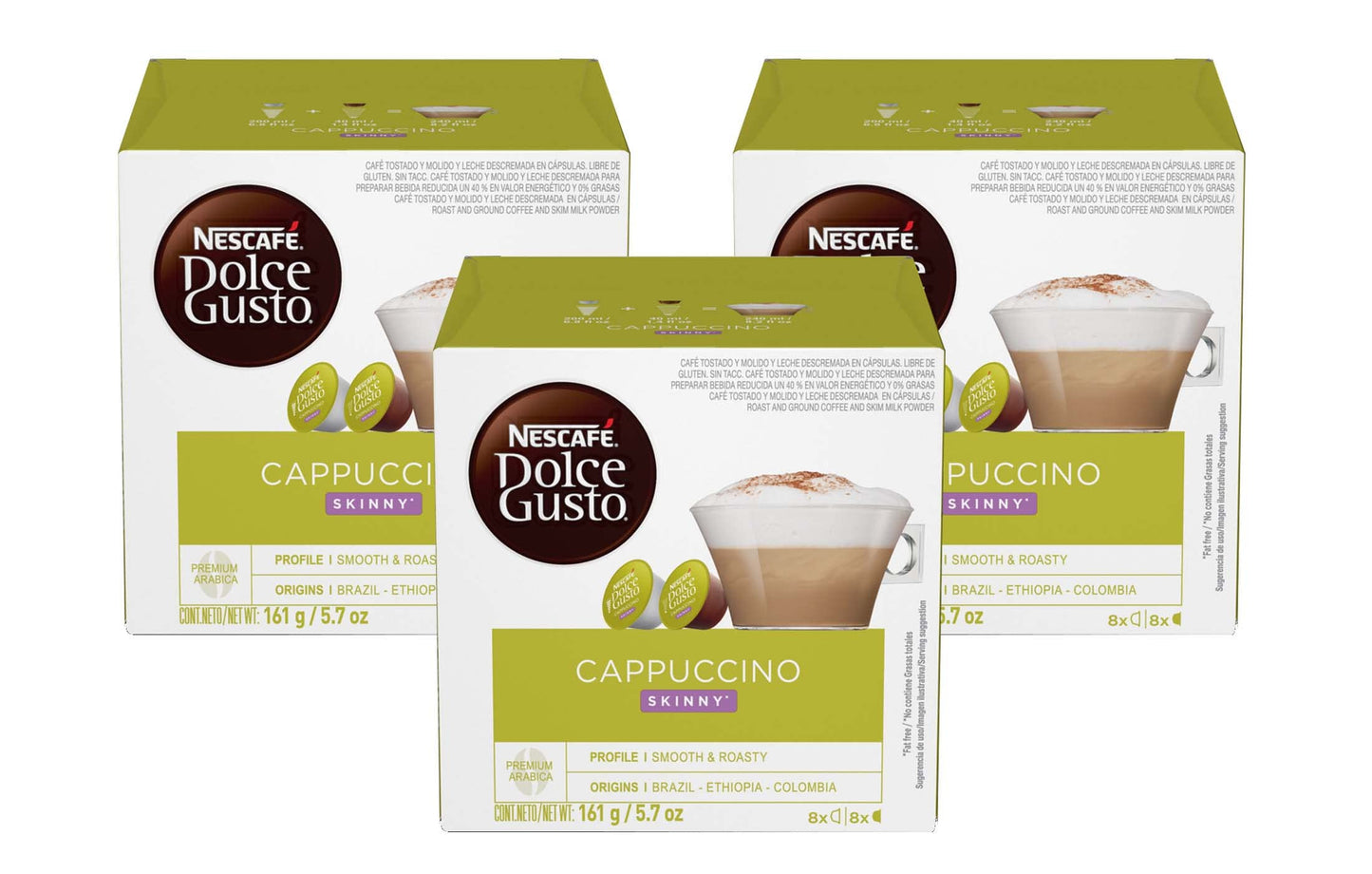 NESCAFÉ DOLCE GUSTO Pods, Cappuccino, 16 Count (Pack of 3), Skinny Cappuccino, Model 12107628