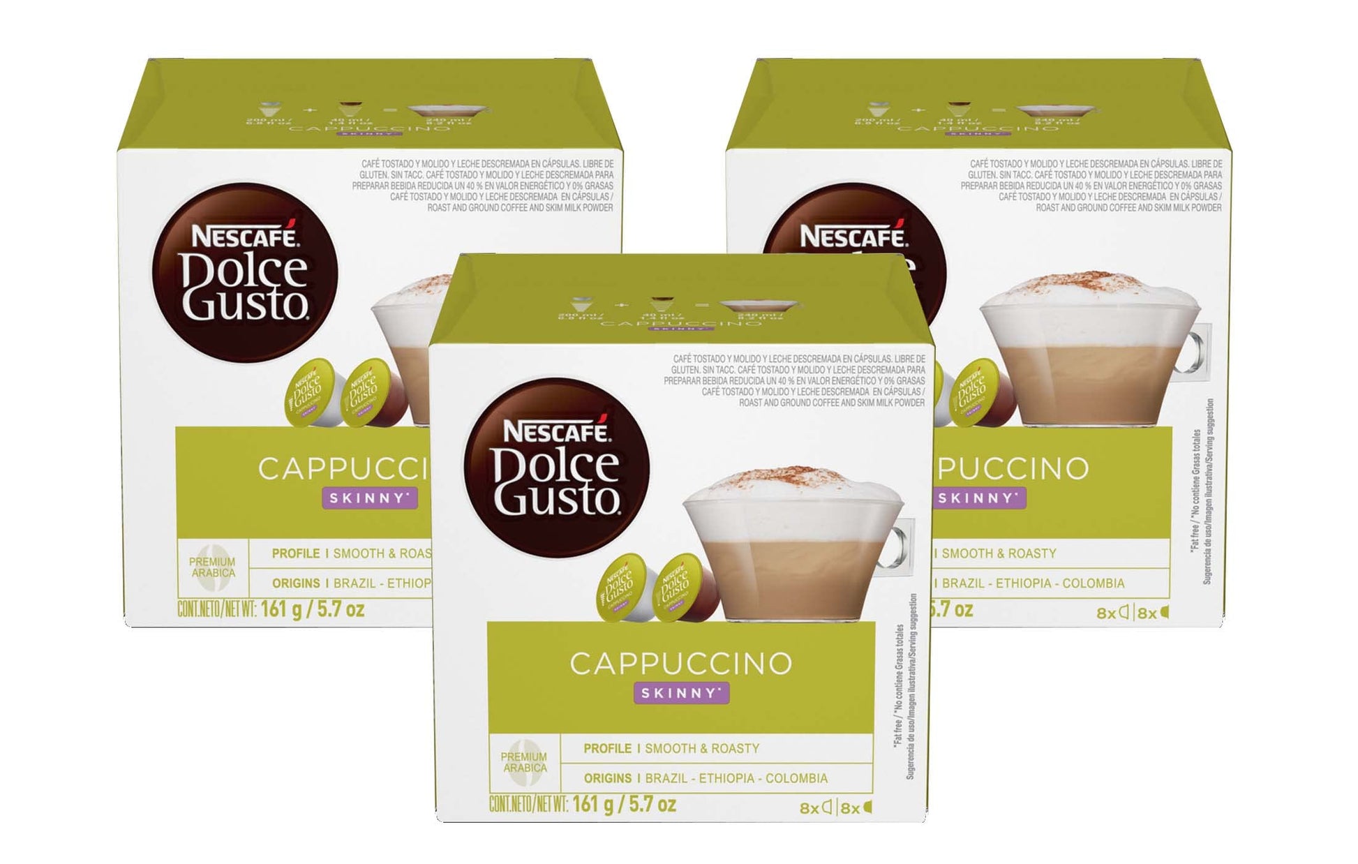 NESCAFÉ DOLCE GUSTO Pods, Cappuccino, 16 Count (Pack of 3), Skinny Cappuccino, Model 12107628