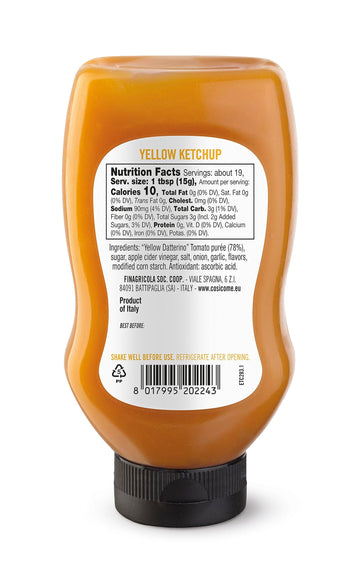 Cosi Come - Italian Yellow Tomatoes Ketchup, 9.88 Oz (280 Gr), No Preservatives, No Artificial Flavors, Non Gmo