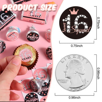 504 Pieces 16 Birthday Favors Stickers Sweet Mini Kisses Candy Stickers Chocolate Drop Labels 16 Round Candy Sticker Favors For