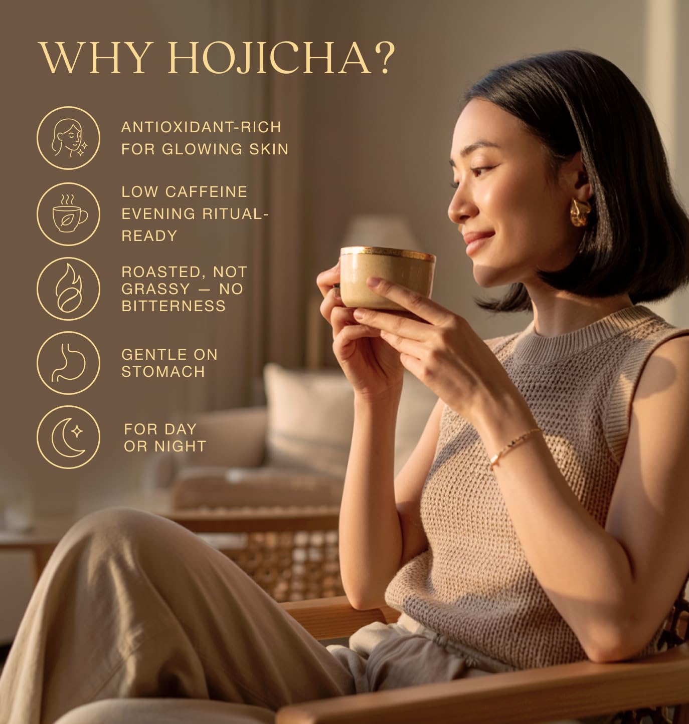 Queen Omi Organic Hojicha Powder | 100% Organic Japanese Roasted Green Tea Powder-Matcha & Coffee Alternative | Low Caffeine  Antioxidant-Rich  Smooth  Toasty  Nutty Flavor | 80g