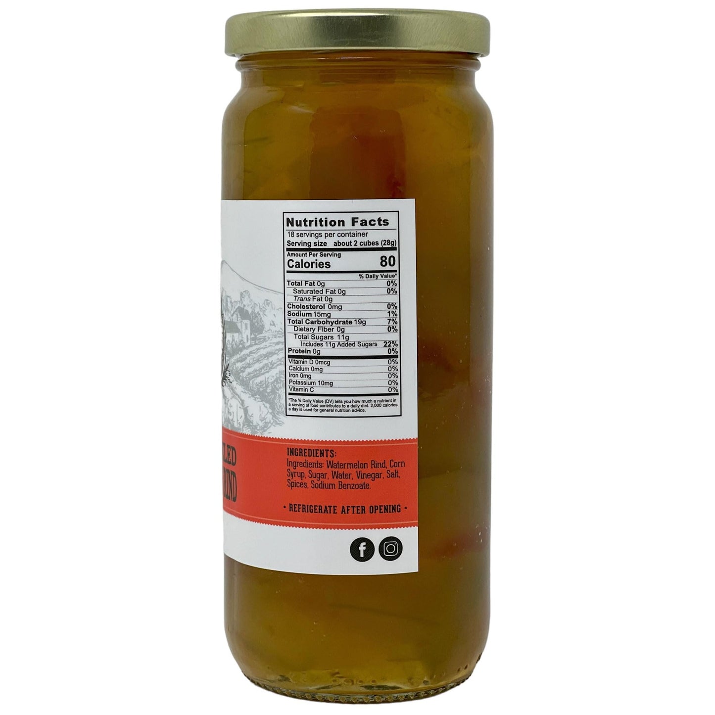 Laras Sweet Pickled Watermelon Rind - Gourmet Pickles in 20oz Glass Jar, 1.25 lb Pack
