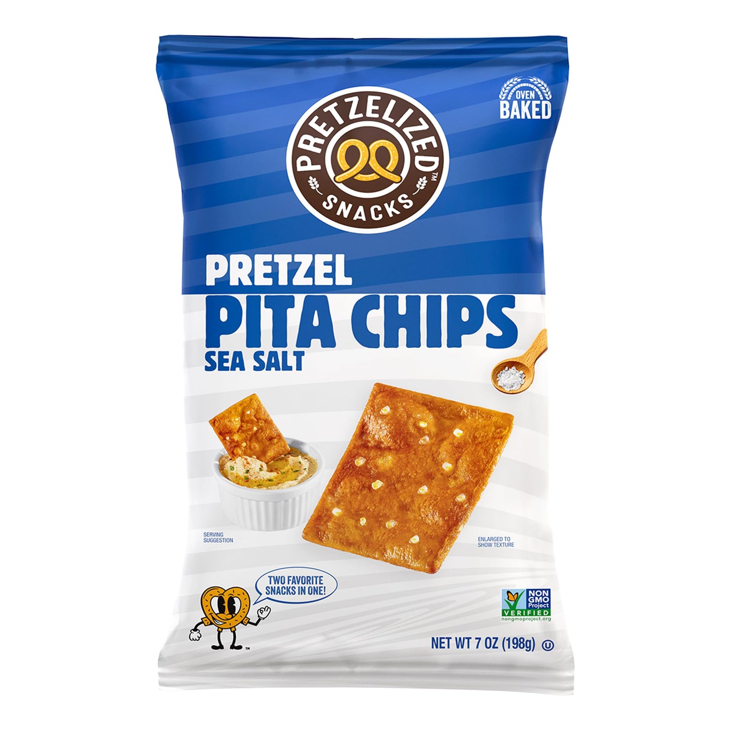 PRETZELIZED Snacks PRETZELIZED Pretzel Pita Chips, Sea Salt Flavored, 7oz Bag (Pack of 12)