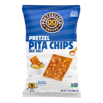 PRETZELIZED Snacks PRETZELIZED Pretzel Pita Chips, Sea Salt Flavored, 7oz Bag (Pack of 12)