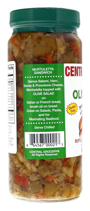 Central Grocery Olive Salad - 16 Oz (Pack Of 1) Perfect For Muffulettas, Sandwiches, Pizza Toppings, Pastas, Hot Dog Topper, Sal