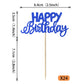 YCTHUNFISH 24 Pack Cupcake Toppers - Glitter Blue Bamboo Picks for Birthday Parties and Baby Showers