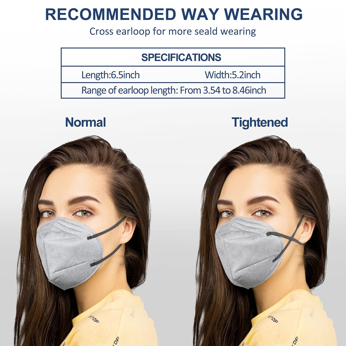 Huheta Kn95 Face Masks For Adults, 50 Packs Kn95 Mask, 5-Layer Breathable And Comfortable Safety Mask, Filter Efficiency=95%, Mu