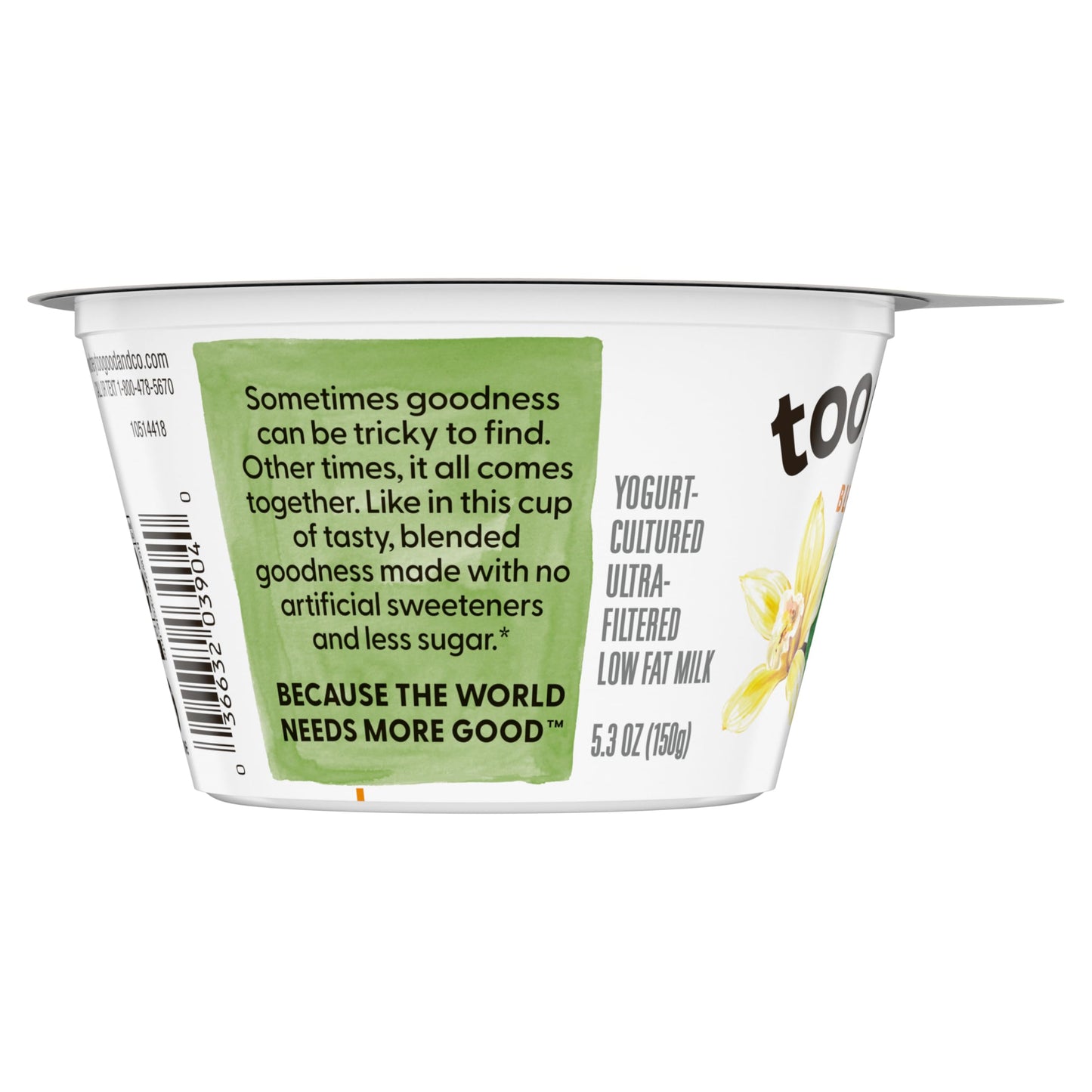 Two Good Low Fat Greek Yogurt, Vanilla, Lower Sugar, Gluten Free, With 2g of Sugar, 5.3 oz.