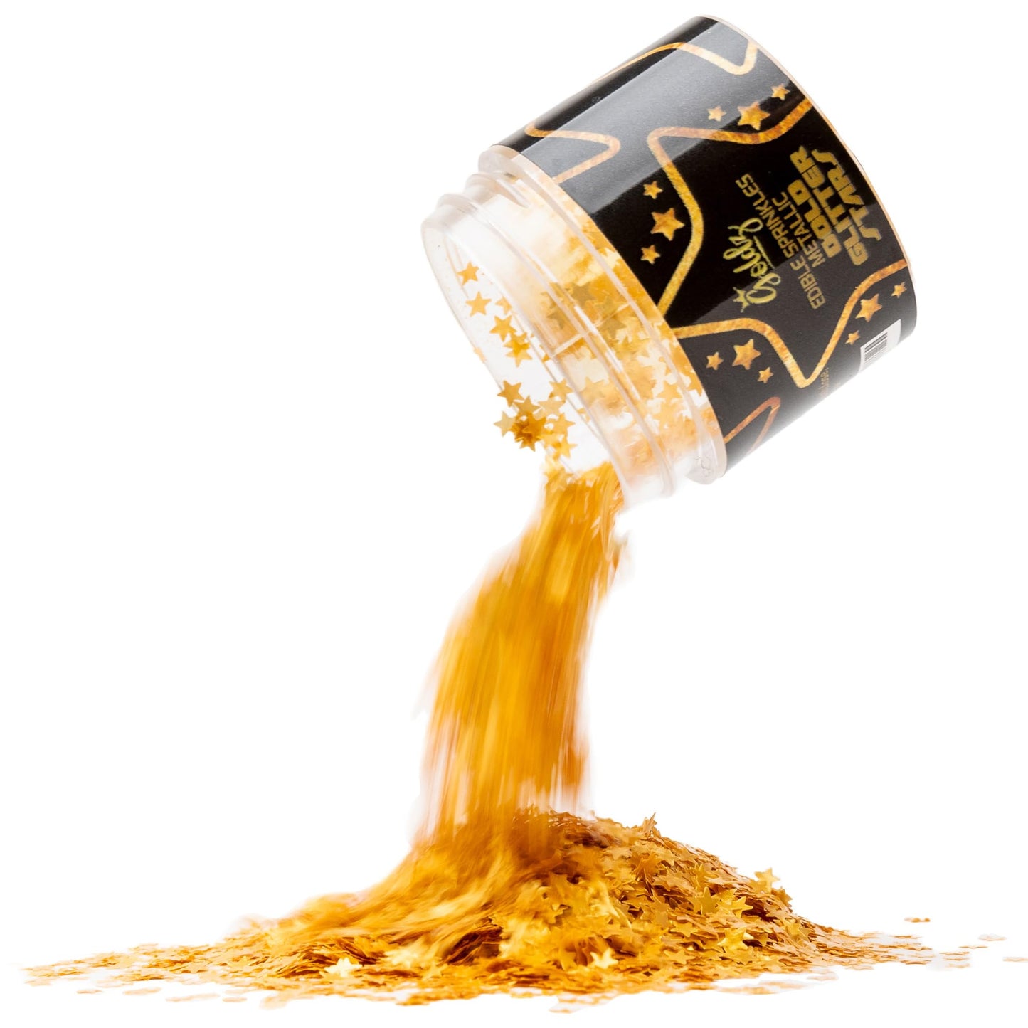Goldz Edible Star Glitter – Metallic Gold Star Sprinkles for Cake Decorating, 5g, 0.1764 Ounce