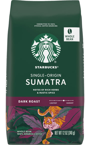 Starbucks Sumatra Coffee, Whole Bean, 12-Ounce Bags (Pack Of 3)