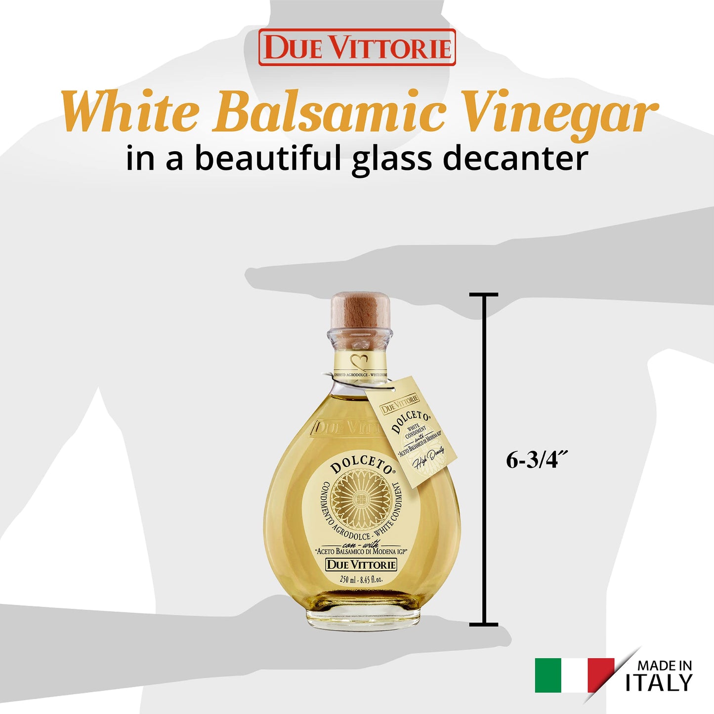 Due Vittorie Dolceto White Balsamic Vinegar Dressing - Made with Traditional Balsamic Vinegar and White Vinegar - White Balsamic