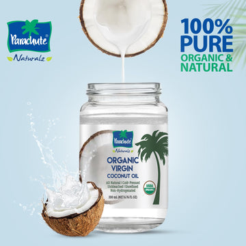 Parachute Naturalz Virgin Coconut Oil | 100% Organic Cooking Oil, Hair Oil And Body Oil | Cold Pressed | Usda Certified |16 Fl.