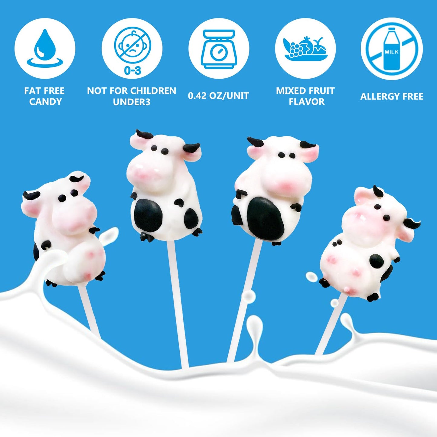 Cow Lollipops Individually Wrapped - 24 Cow Candy Party Suckers - Cow Themed Party Occasions, A Taste Of Farm Favor Of Mixed Fru