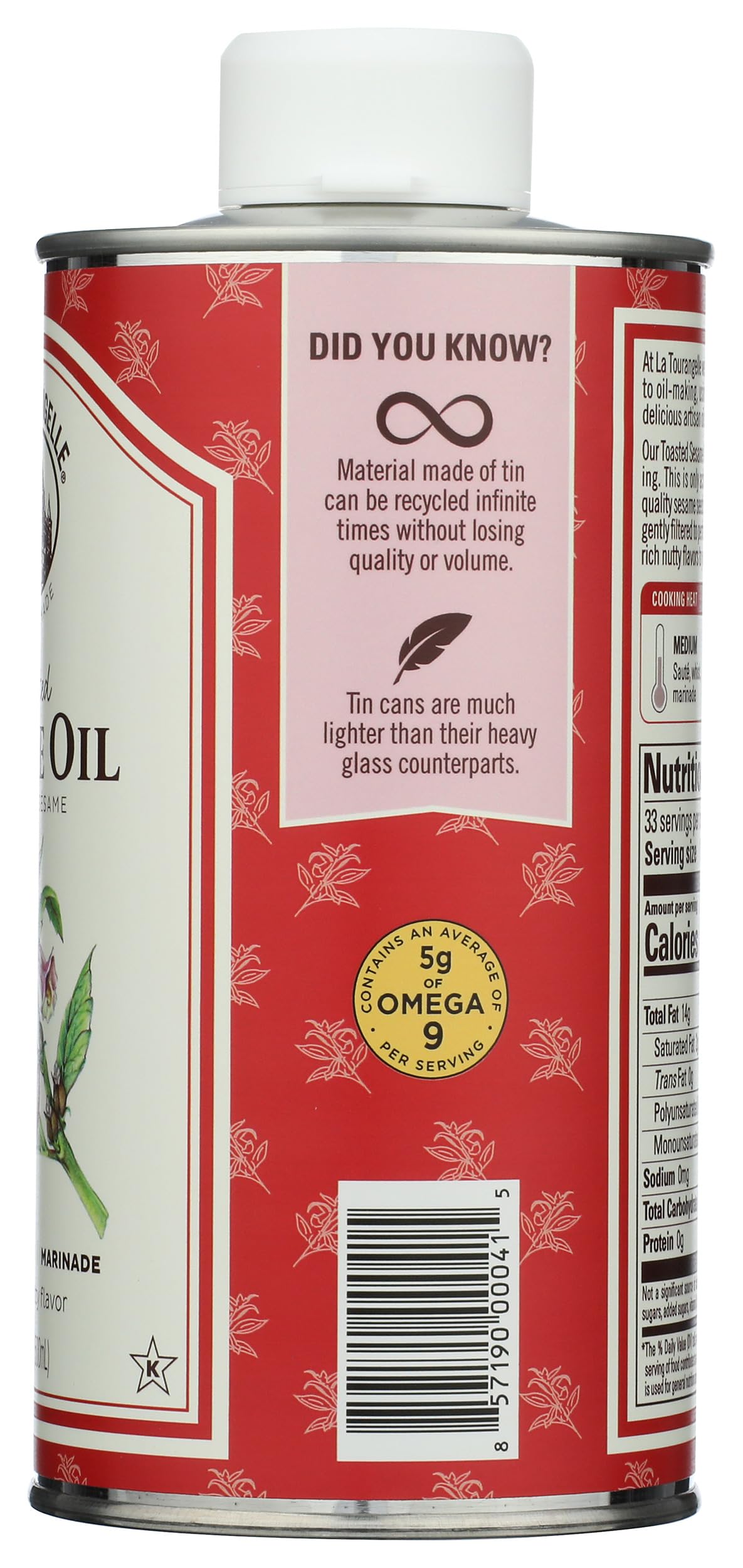La Tourangelle Toasted Sesame Oil 16.9 Fl. Oz., All-Natural, Artisanal, Great for Stir Fry, Curries, Noodles, or as a Marinade
