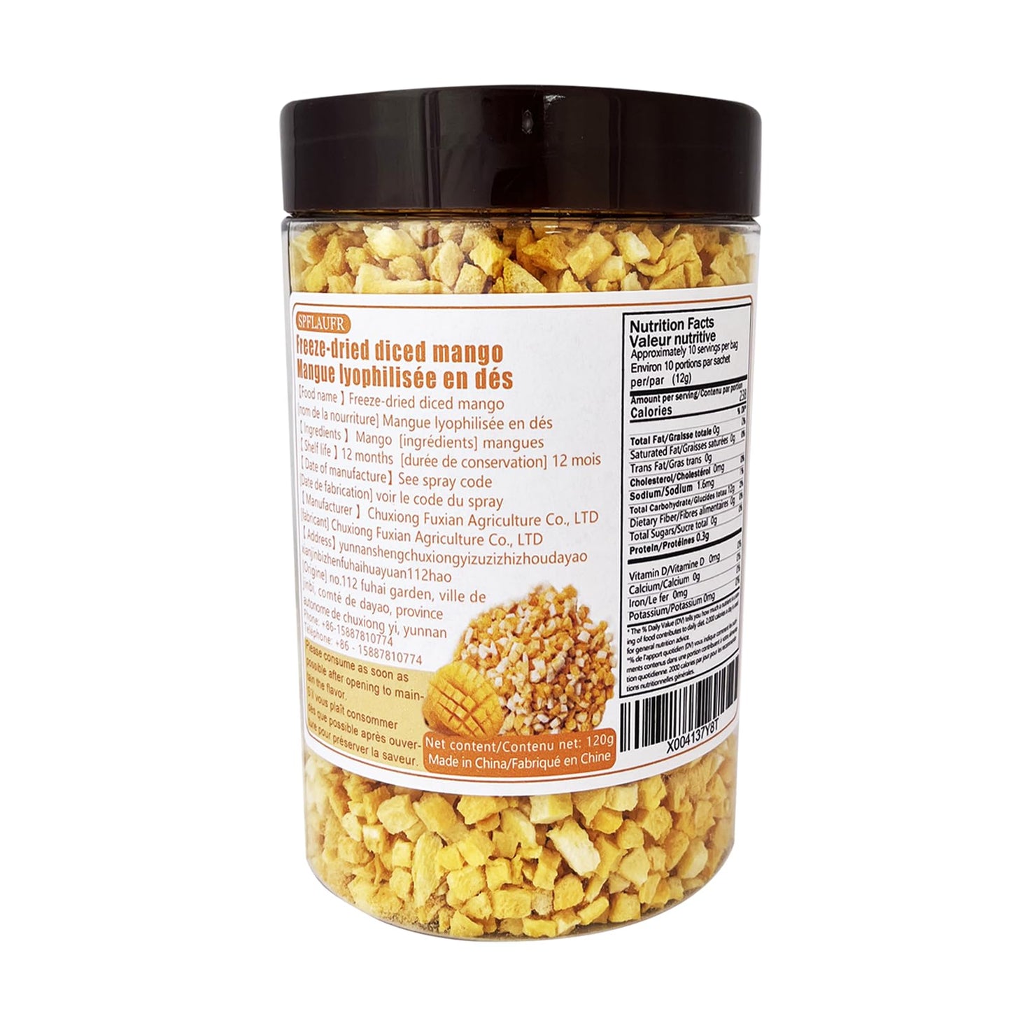 Freeze Dried Diced Mango 4.23Oz/120G,Freeze Dried Mango,Used For Mango Flavored Fruit Tea, Milk Tea, And Baking Ingredients