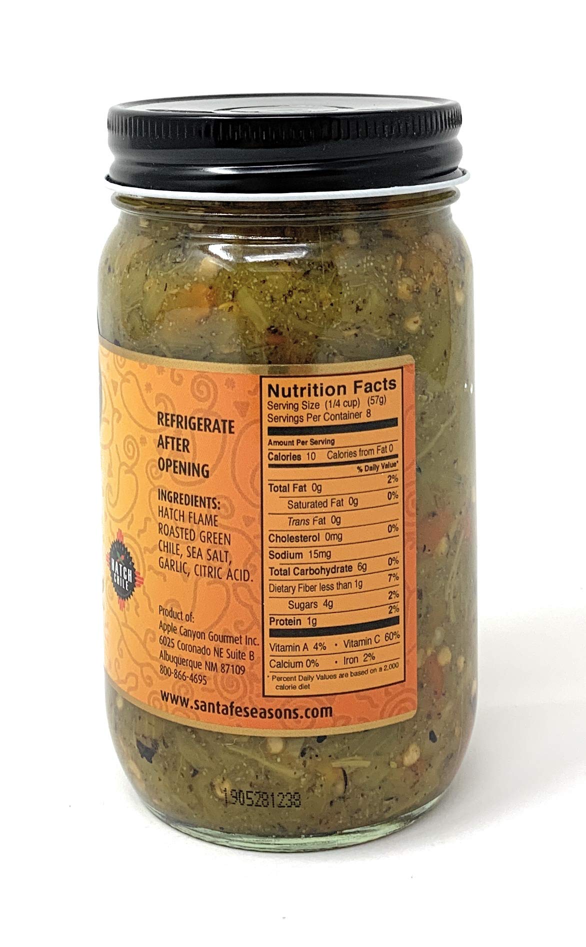 Santa Fe Seasons Flame Roasted Hatch Green Chile Medium 16 Ounce