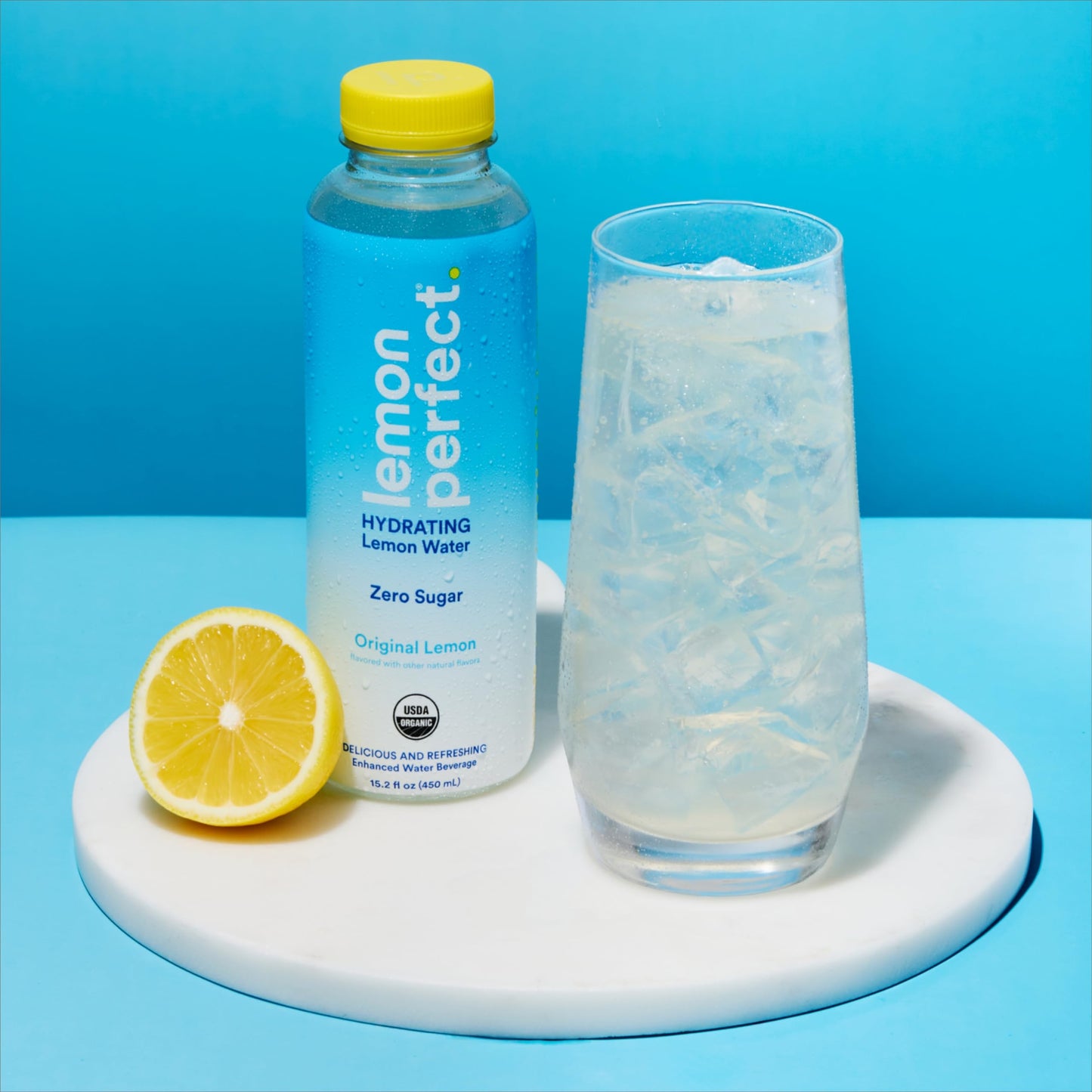 LEMON PERFECT Hydrating Lemon Water, Organic Zero Sugar, 15.2 Fl Oz Bottles, Refreshing Flavor, 12-Pack