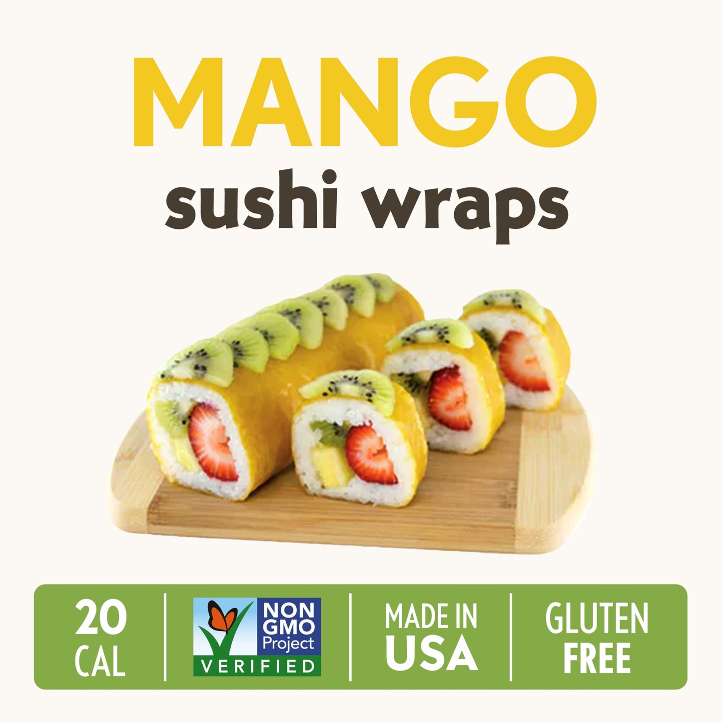 Newgem Mango Sushi Wraps, Gluten Free, Paleo, Vegan, Keto Friendly, Low Calorie Sushi Wrap Alternative, Low Carb Tortilla Wraps,