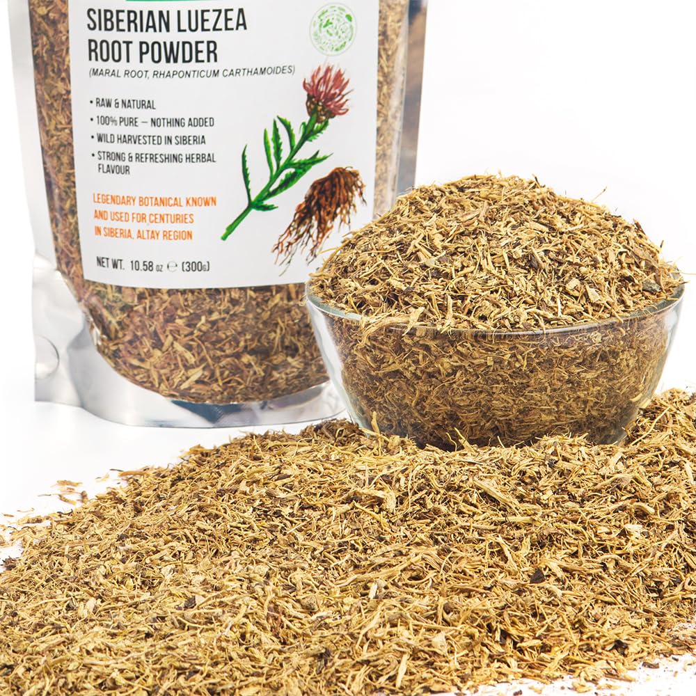 Siberian Green Maral Root Tea Loose Powder 300G (10.58Oz) With Ginseng Eleuthero Wild Harvested Leuzea Rhaponticum Carthamoides From Altai